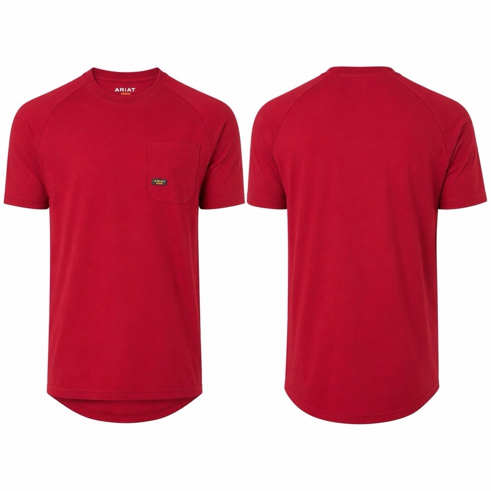 Ariat Rebar Cotton Strong Pocket T-Shirt Rio Red Men’s Small 10025383 New